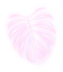 PNG Pastel neon monstera leaf light purple heart.