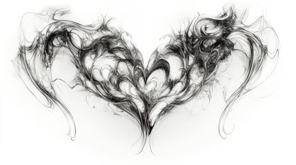 Fototapeta premium Intricate abstract heart formed by swirling lines and patterns, set on a white background, mesmerizing and detailed
