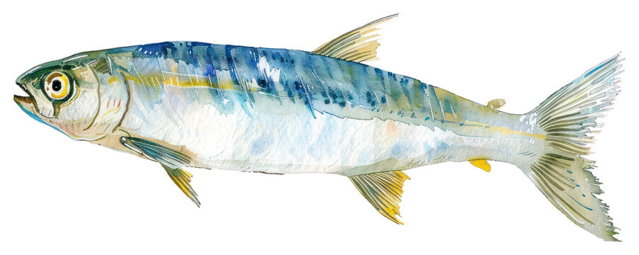 recommend clip art: PNG Detailed watercolor fish illustration