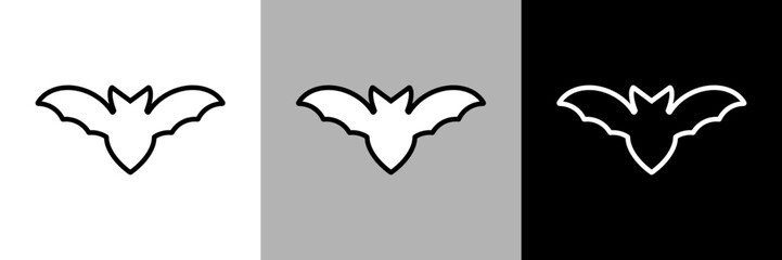 シンプルな線画のコウモリのベクターアイコン