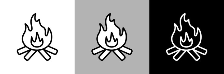 シンプルな線画のたき火のベクターアイコン