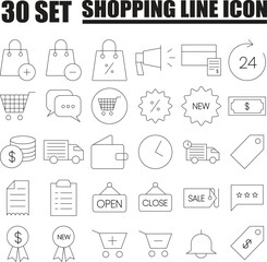 Online Shopping Line Icons Pixel perfect Editable stroke