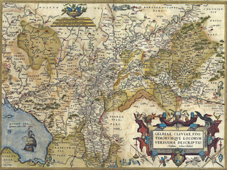 Antique map of guelders, cleves, julich, and berg - 16th century