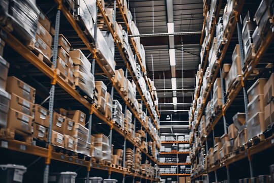Neatly arranged auto parts inventory in a vast warehouse with rows of shelves for efficient storage