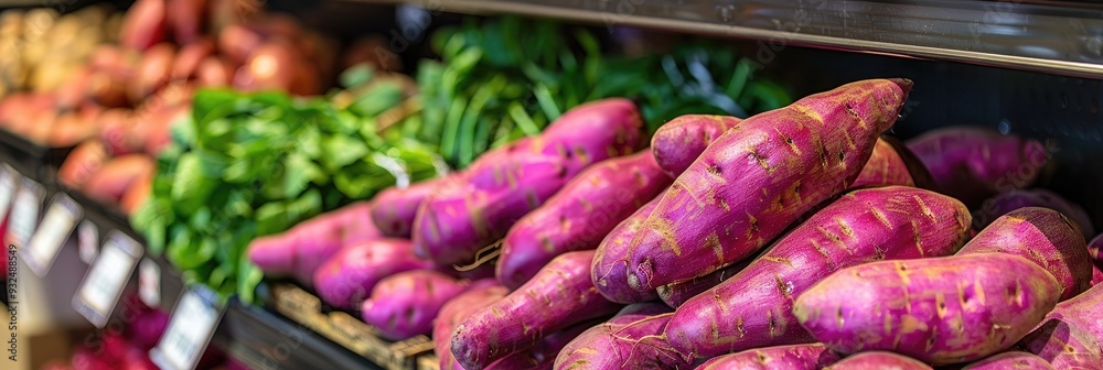 Canvas Prints purple sweet potatoes displayed in a market