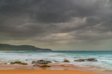 Moody morning sunrise at the seaside