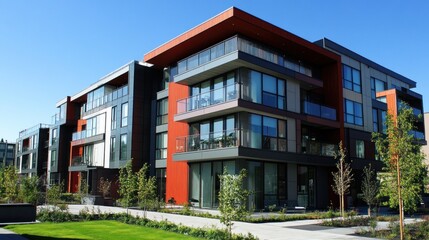 Obraz premium Modern luxury apartments in urban areas.