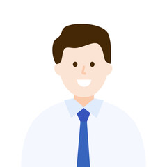 Smiling businessman. Happy man worker wearing suit. Flat vector character portrait design isolated illustration.