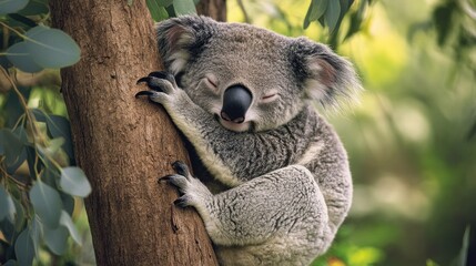 Sleeping Koala on a Tree