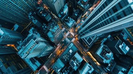 Fototapeta premium Aerial View of a City at Night