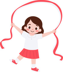 Obraz premium Cute Kid Character Illustration Celebrate Indonesian Independence Day