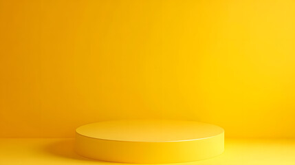 There is a yellow platform on a yellow background for displaying products