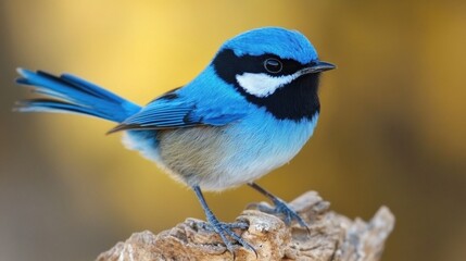 A Blue-Crested Bird Perched on a Branch