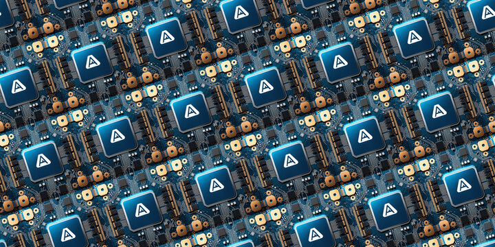 seamless texture pattern background, Artificial General Intelligence AGi, AGI CPU processor and computer system as technology CPU computer microchip, top view