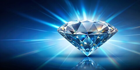 Diamond shining on blue background, diamond, blue, background, jewel, gemstone, shiny, sparkly, luxurious, crystal, precious
