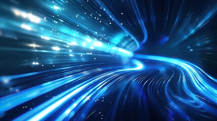Abstract background with glowing blue lines and bright shine