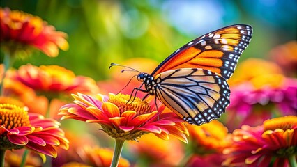 Close up of a butterfly perched on a vibrant flower, butterfly, flower, close up, nature, colorful, insect, beauty, wildlife