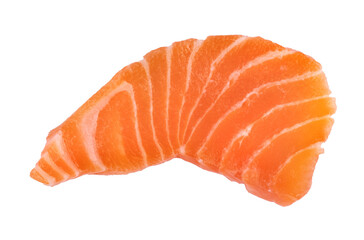 one pieces of raw fish salmon sashimi isolated macro in close-up