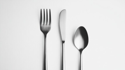 Silverware Set on a White Background