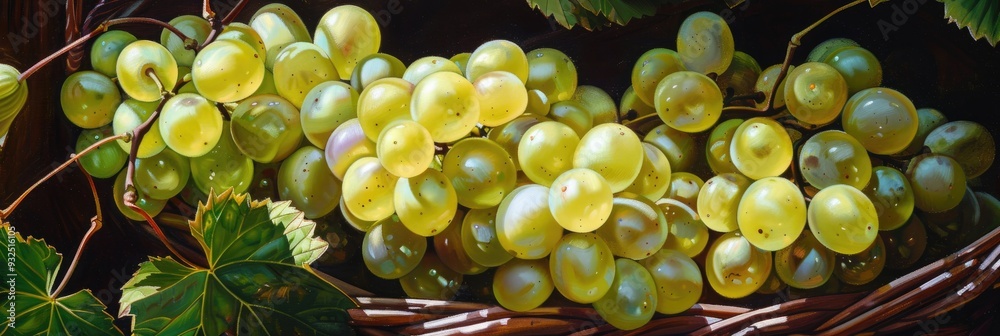 Canvas Prints basket of shine muscat grapes