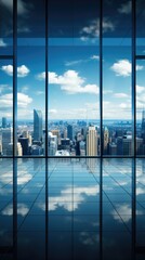 Fototapeta premium general modern glass building closeup minimal view of contemporary architecture 