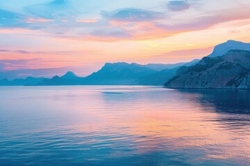 Pastel Sunrise over Serene Island Coast