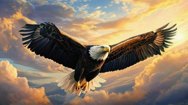 Soaring Eagle in Sky