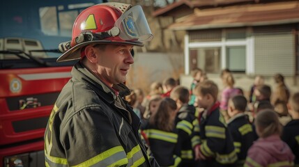 Firefighter Educates School Children on Safety