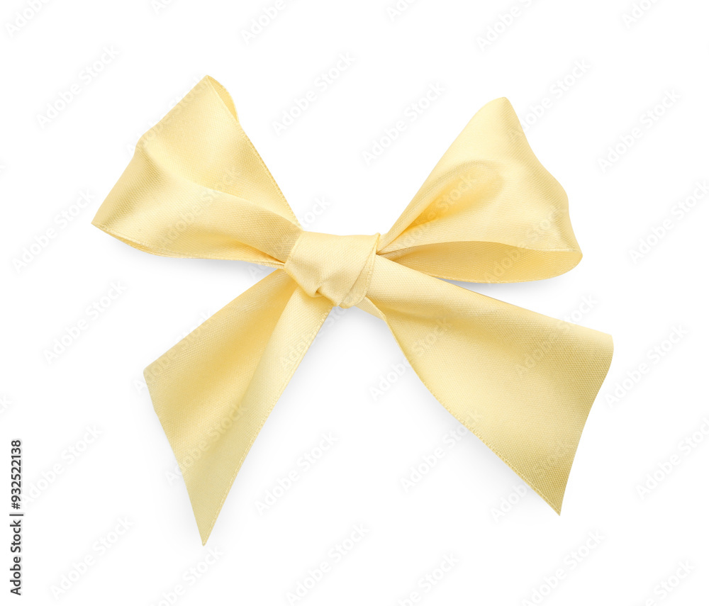 Wall mural One satin bow isolated on white, top view