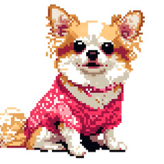 Fototapeta premium 흰 배경, 치와와, 픽셀아트 (White background, Chihuahua, pixel art)