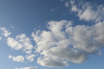 Picturesque view of blue sky with fluffy clouds