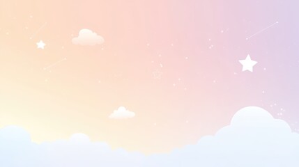 Pastel Sky with Stars and Clouds Background