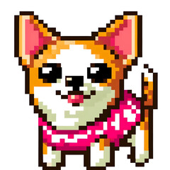 Fototapeta premium 흰 배경, 치와와, 픽셀아트 (White background, Chihuahua, pixel art)
