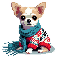 Fototapeta premium 흰 배경, 치와와, 픽셀아트 (White background, Chihuahua, pixel art)