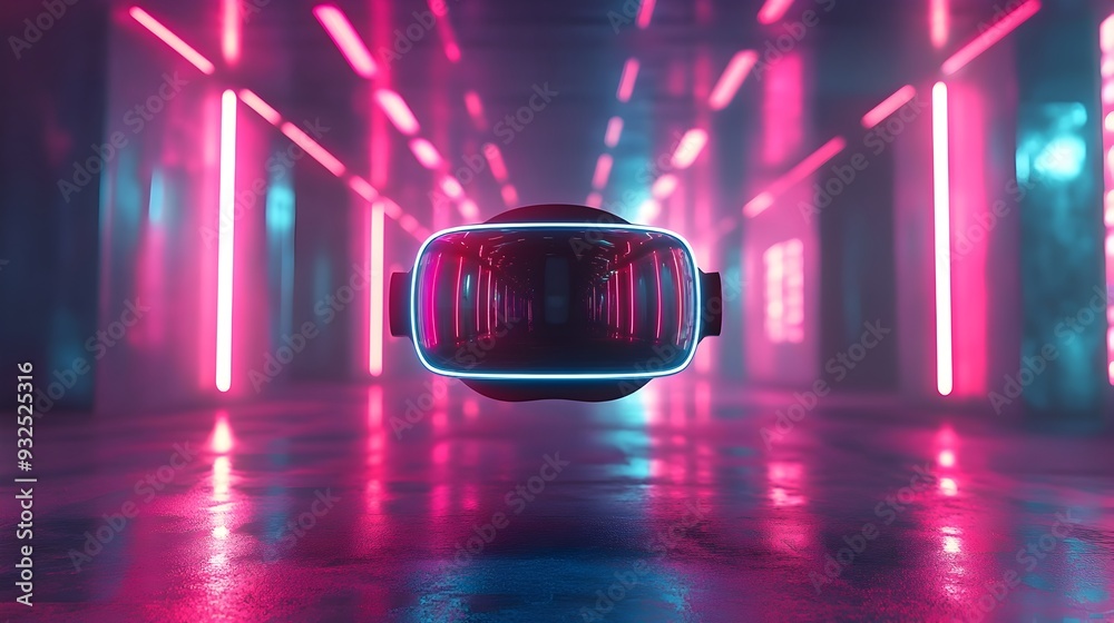 Poster immersive 3d search bar floating in virtual reality environment