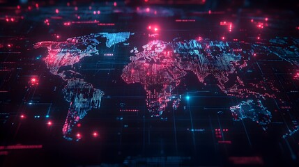 Fototapeta premium Futuristic 3D Search Engine Interface Projecting Holographic Global Data Visualization