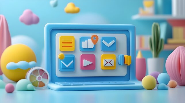 Futuristic 3D Search Engine Interface with Customizable Floating Tabs and Filters