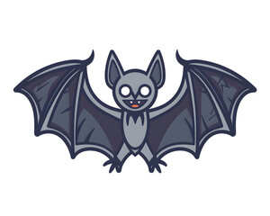 Obraz premium Spooky Smiles: A charming cartoon bat grins mischievously, its outstretched wings ready for a spooky adventure. Perfect for Halloween designs and spooky fun. 