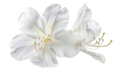 White rhododendron flowers isolated on white background.