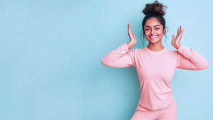 Fototapeta premium Indian fitness athlete woman exercising workout isolated with copy space