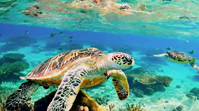 Turtel Swiming in the sea