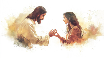 Woman finds hope and solace in soft colors of the church, where she connects with Jesus Christ through the teachings of Bible and her faith in God. jesus, woman, soft, colors, jesus christ, person.
