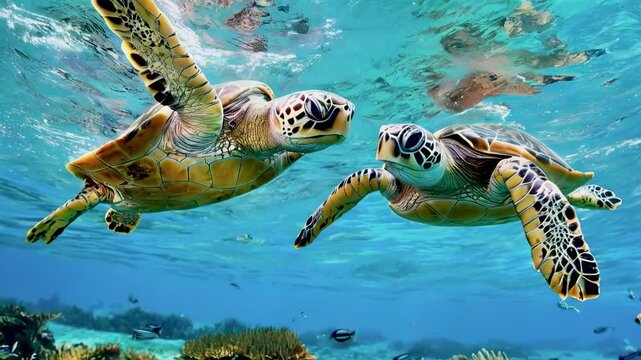 Turtel Swiming in the sea