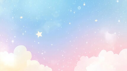 Obraz premium Dreamy Pastel Sky with Stars and Clouds