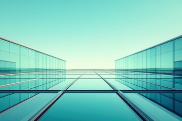 Fototapeta premium Glass Facade of Modern Building with Sky Reflection