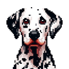 Fototapeta premium 흰 배경, 달마시안, 픽셀아트 (White background, Dalmatian, pixel art)
