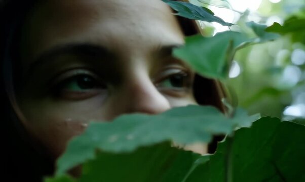 Curious Eyes of an Interloper in a Lush Forest