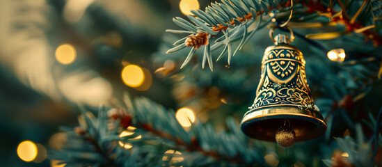 Merry Christmas and happy New Year background.Festive Christmas greeting card with snowflake New Year symbol, Christmas background. Christmas Tree with Decorations. banner with text space