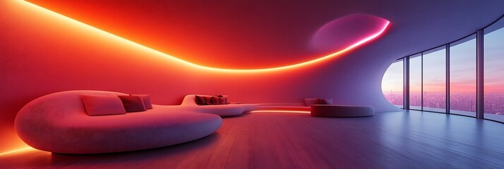 Futuristic urban dwelling immersive living space