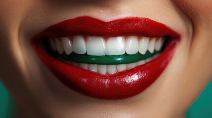 Fototapeta premium Smiling Lips with Green and Red